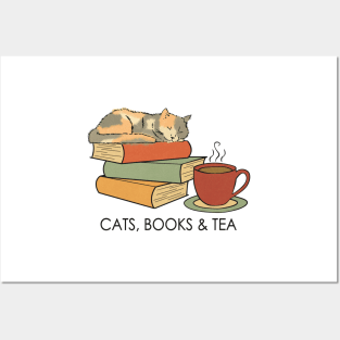 Cats, Books & Tea Posters and Art